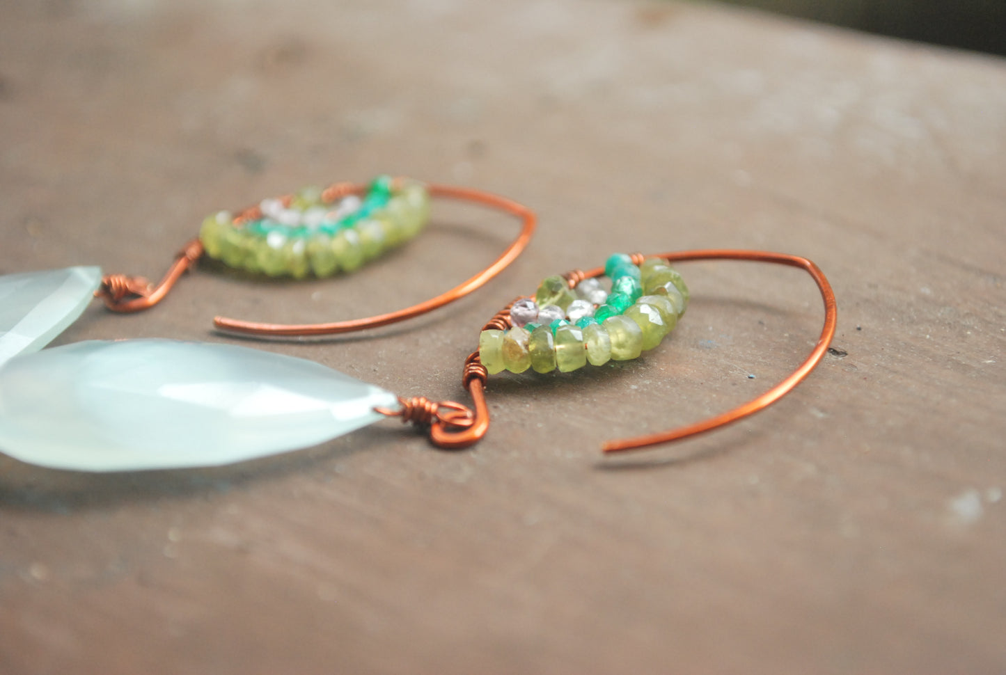 Chalcedony, Rainbow Copper Earrings