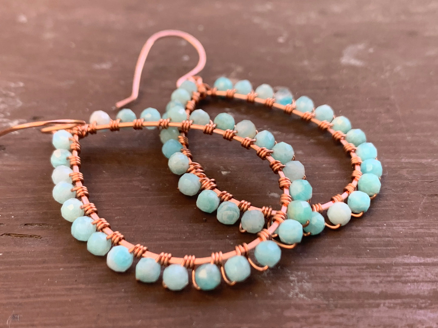 Amazonite, Copper Earrings