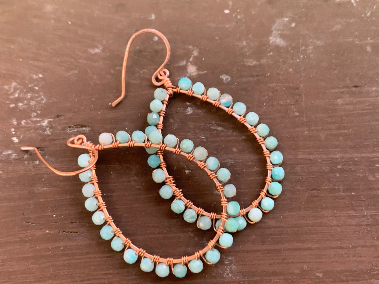 Amazonite, Copper Earrings