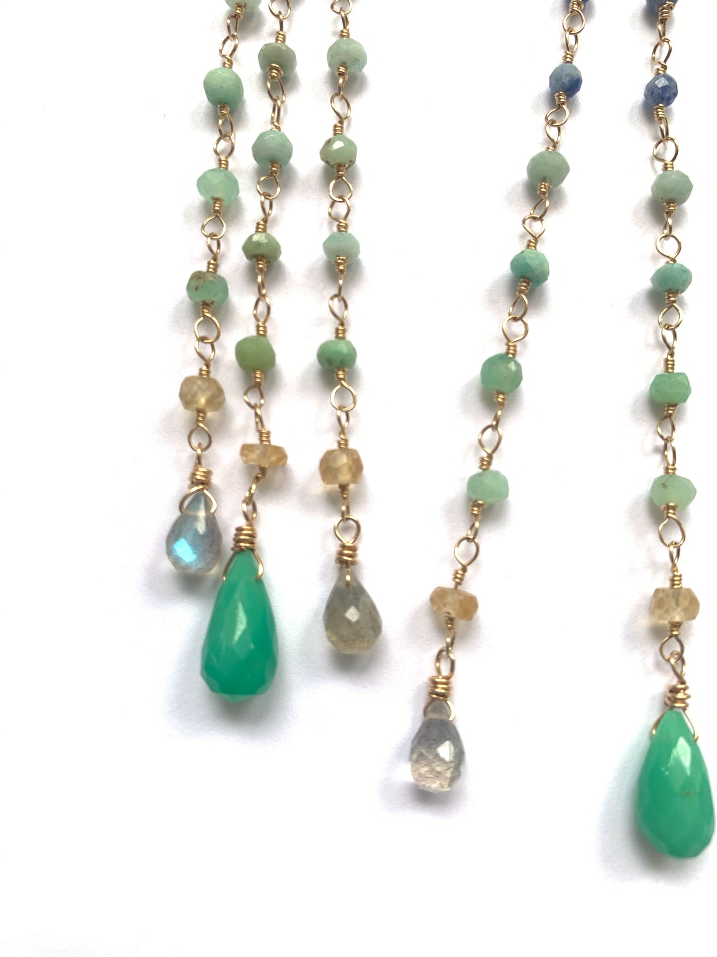 Goldfilled Earrings, Golden Rutilated Quartz, Chrysoprase, Labradorite