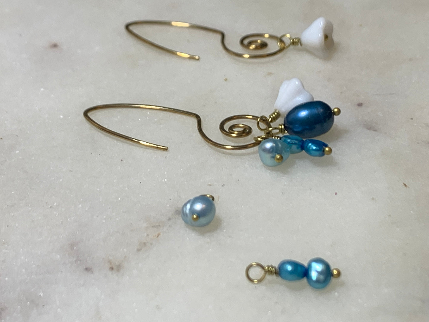 Add on Pearl charms for brass earrings