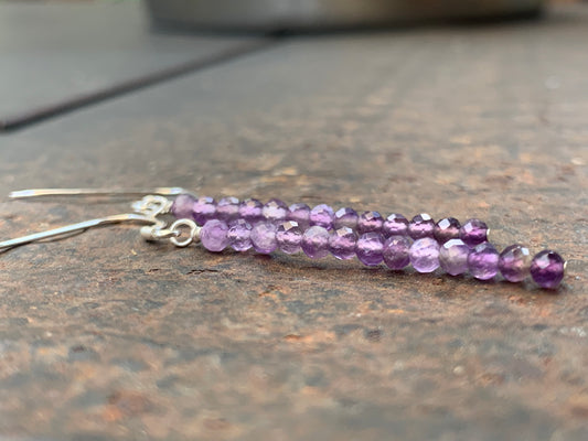 Minimalist Sterling Silver Earrings, Amethyst