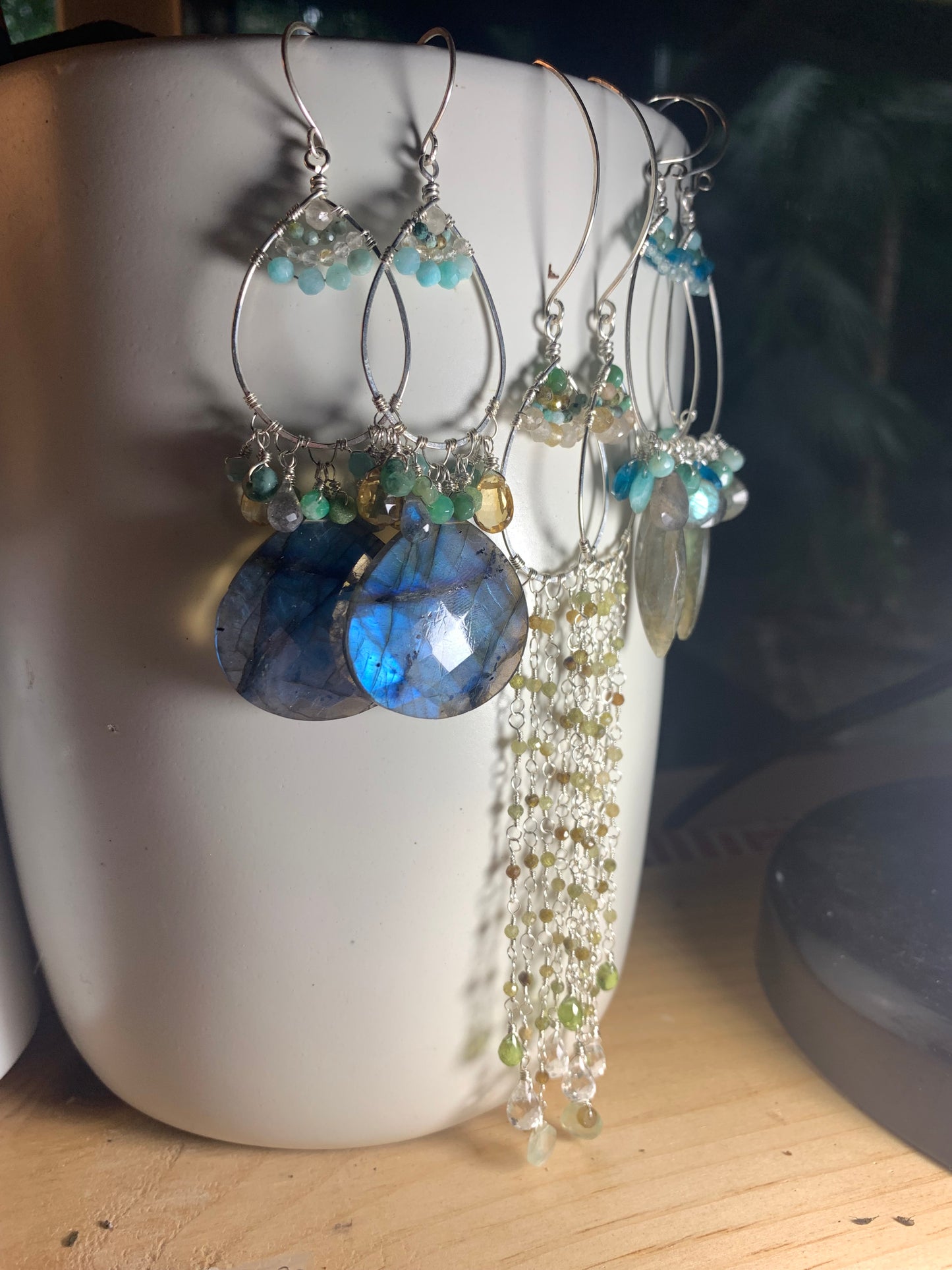 Bijoux Sterling Silver Earrings, Labradorites