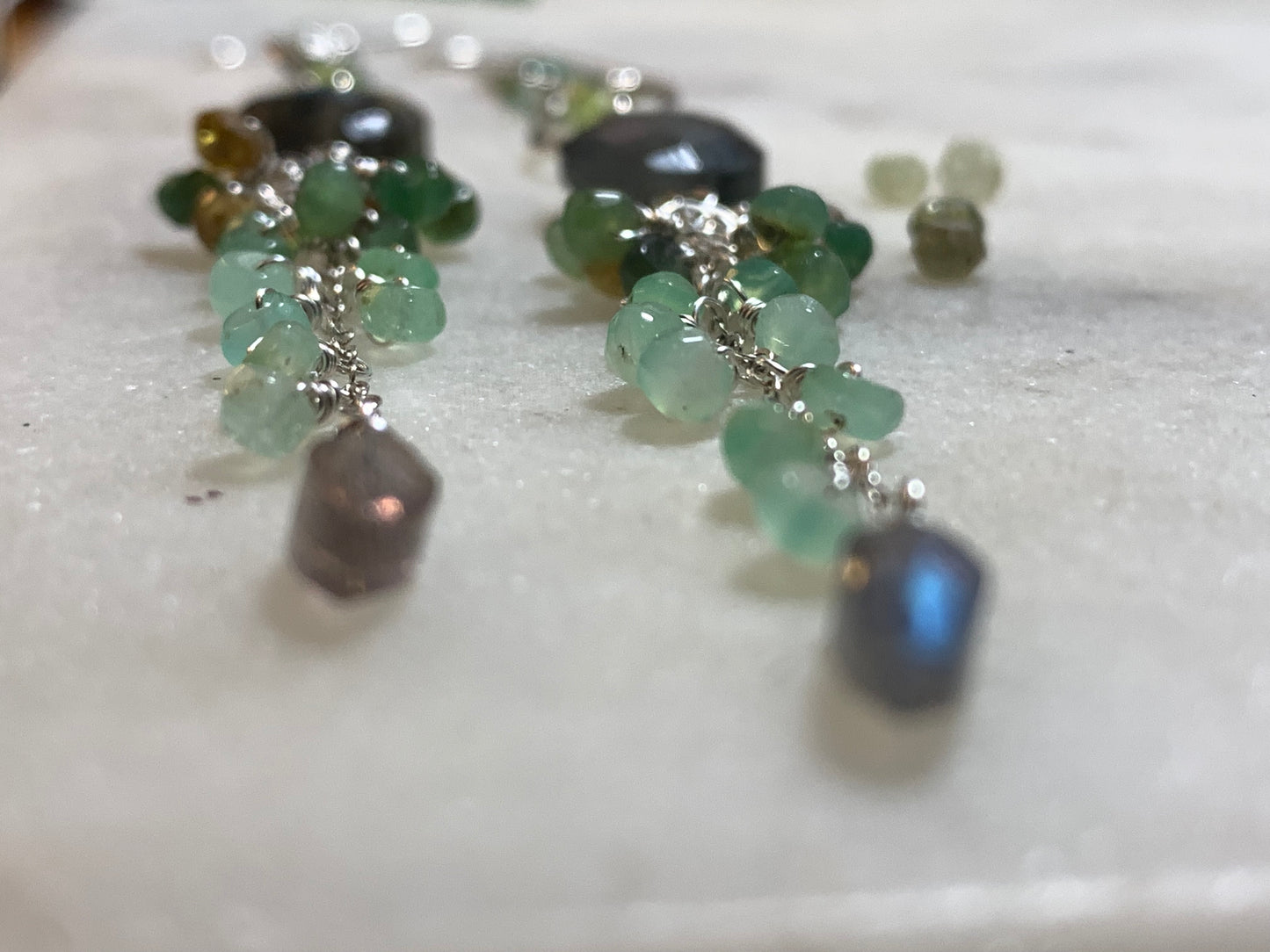 Green Gemstones Sterling Silver Earrings