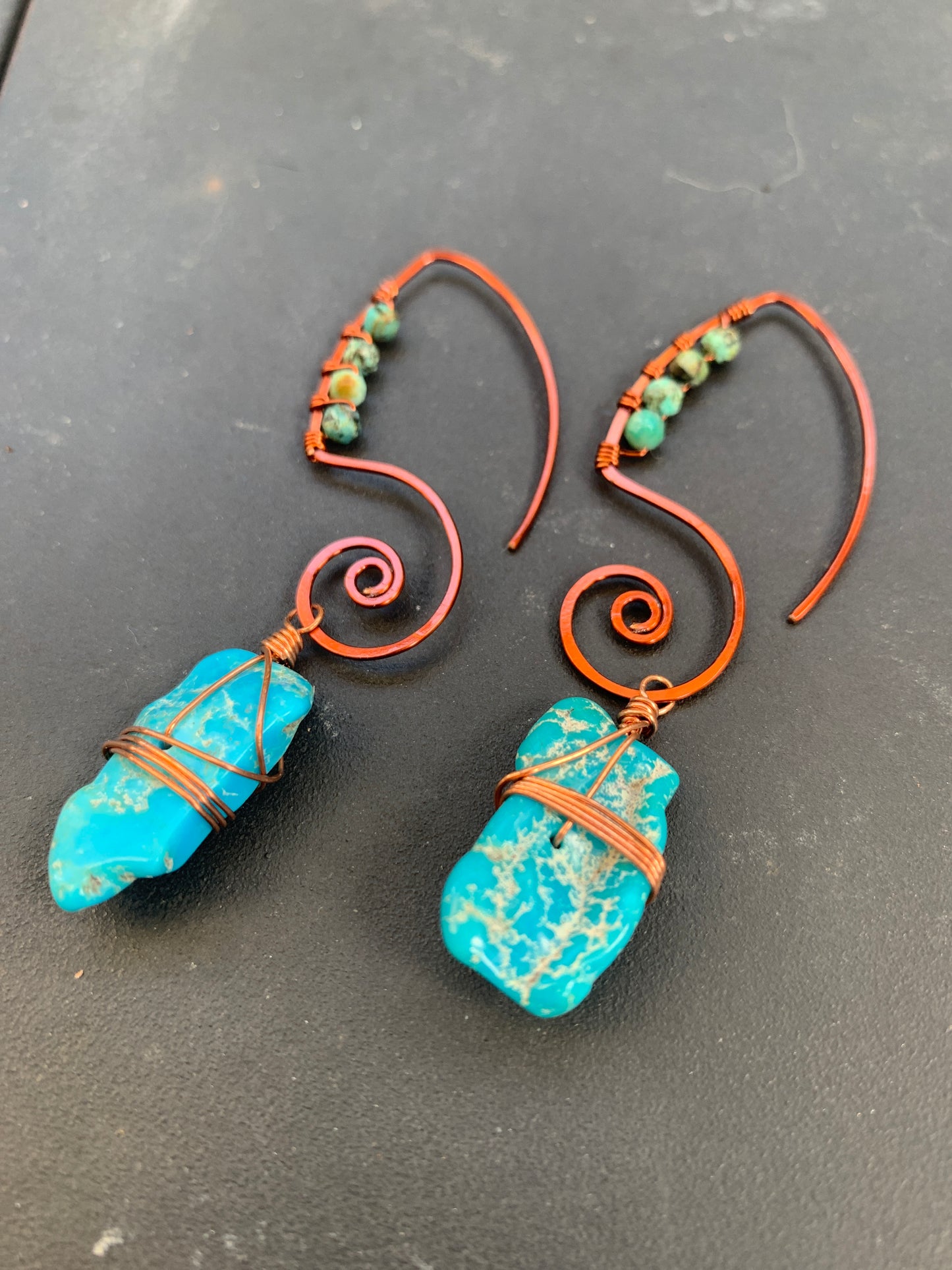 Turquoise and Copper Earrings