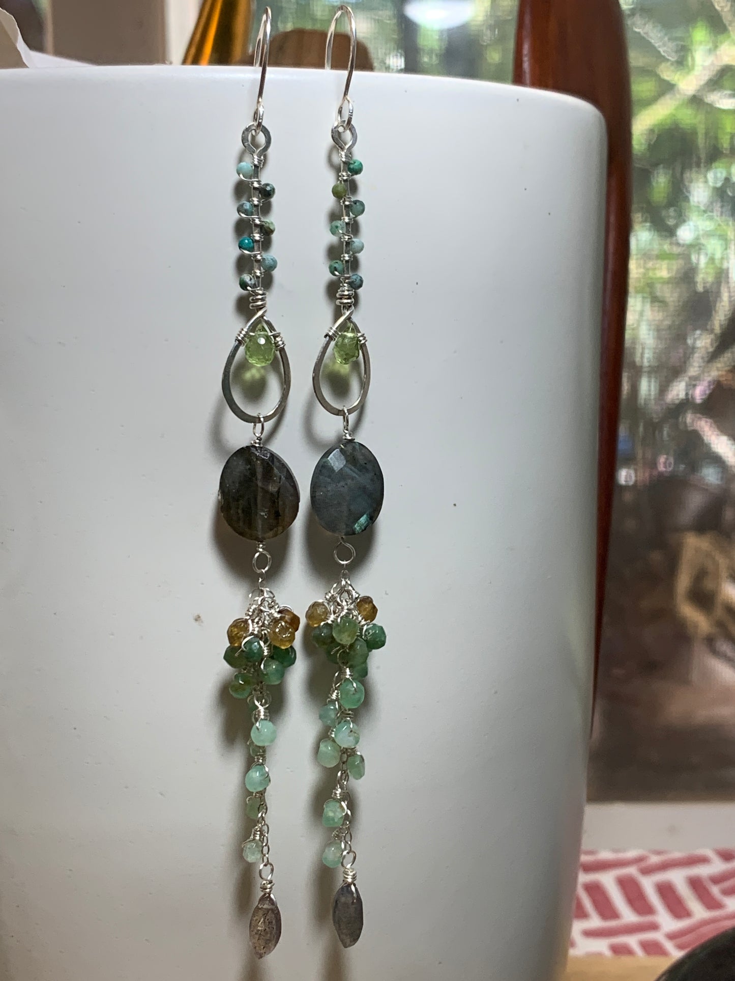 Green Gemstones Sterling Silver Earrings