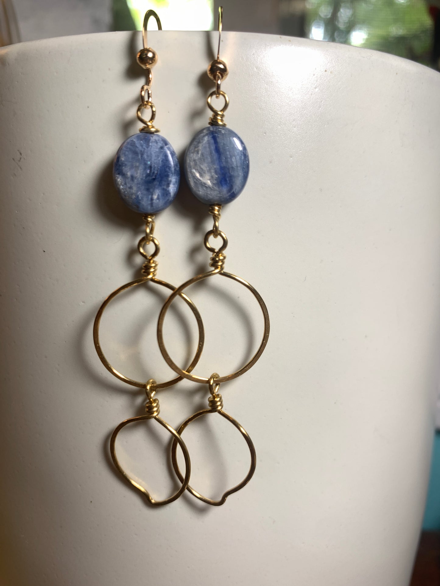 Kyanite and Raw Brass Earrings