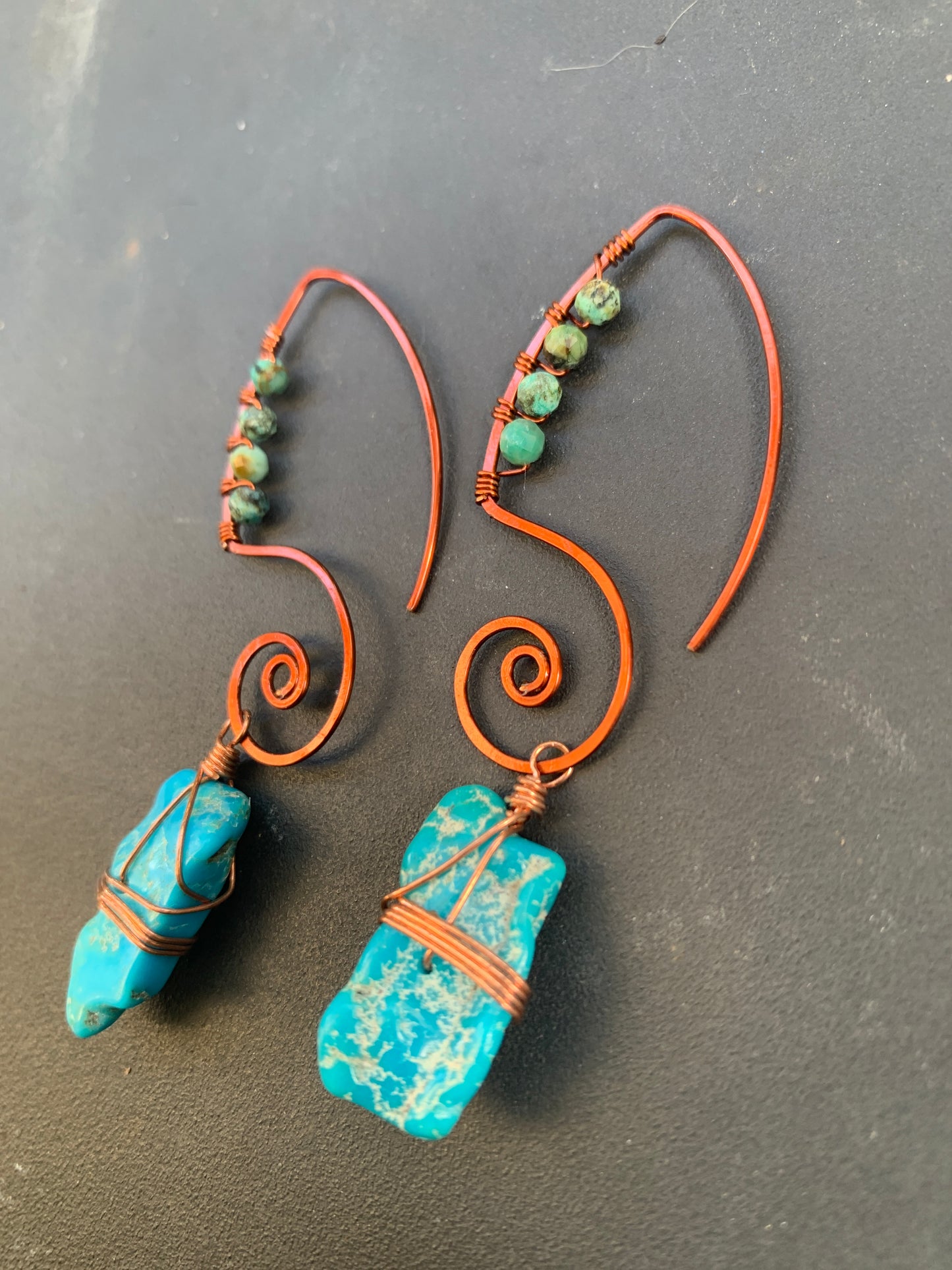 Turquoise and Copper Earrings