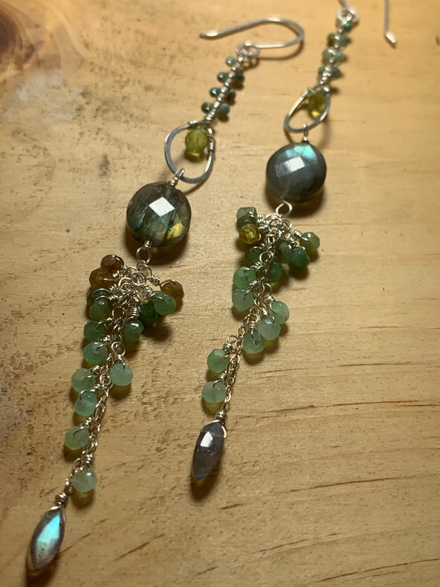 Green Gemstones Sterling Silver Earrings