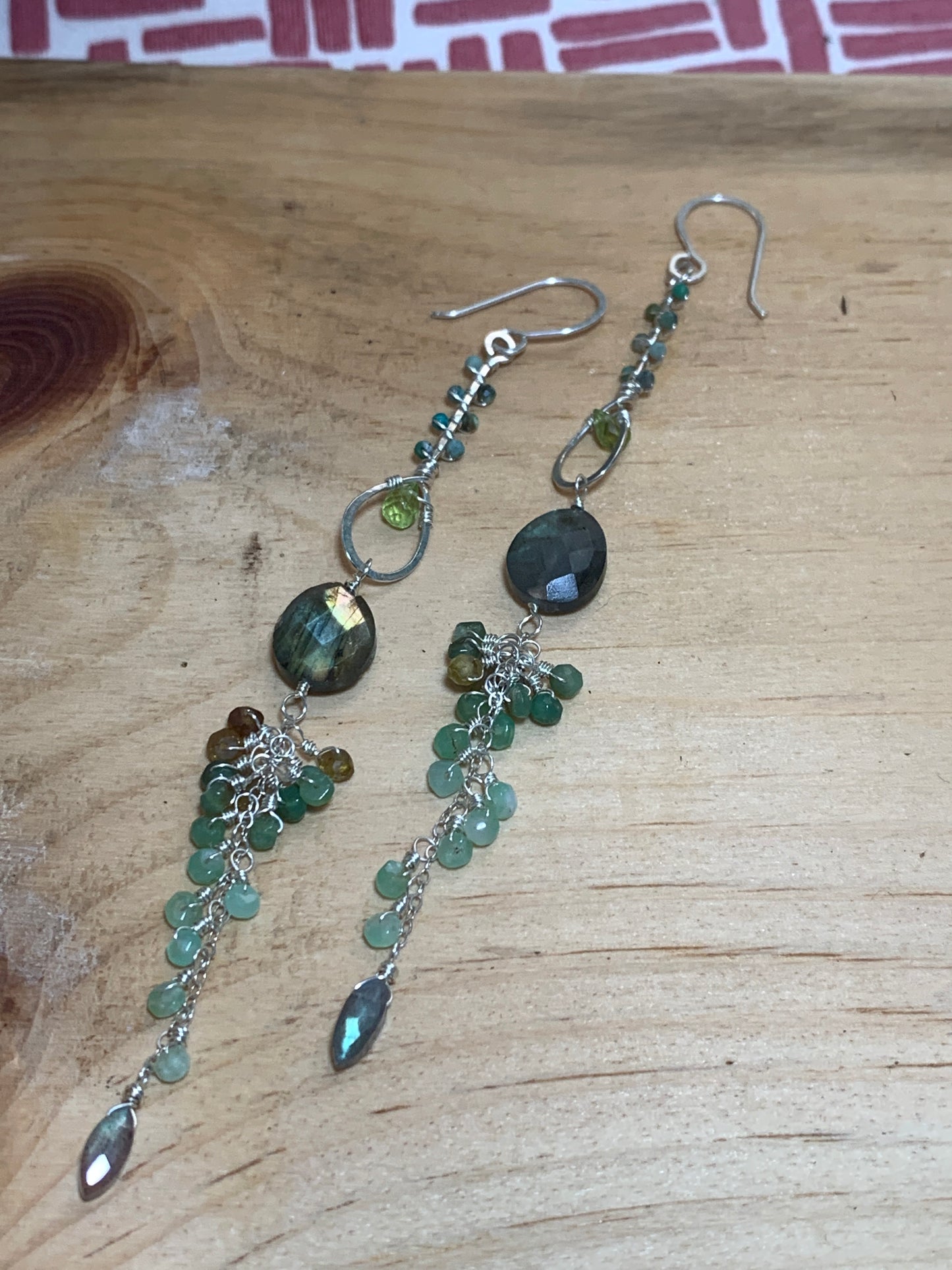 Green Gemstones Sterling Silver Earrings