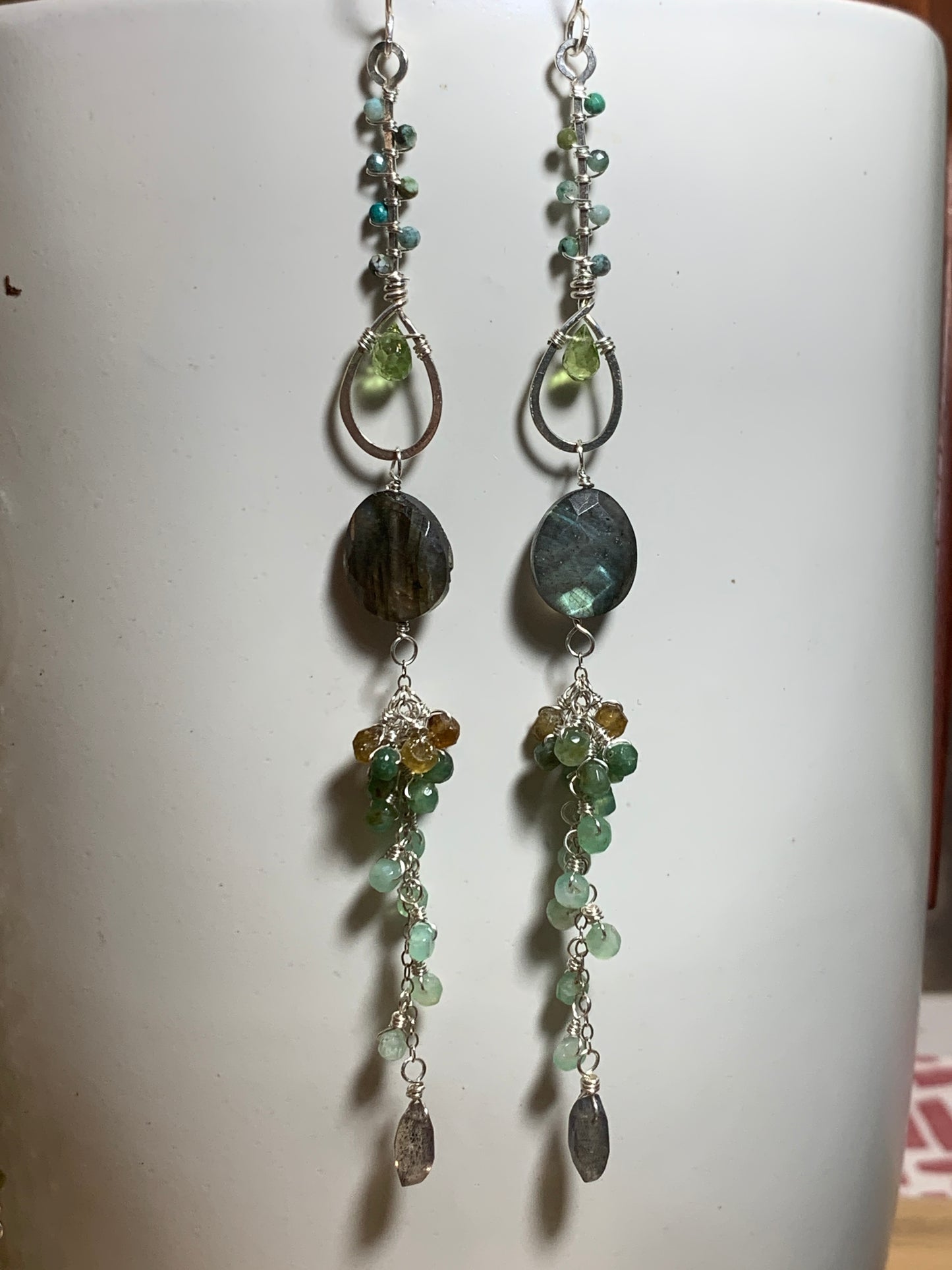 Green Gemstones Sterling Silver Earrings