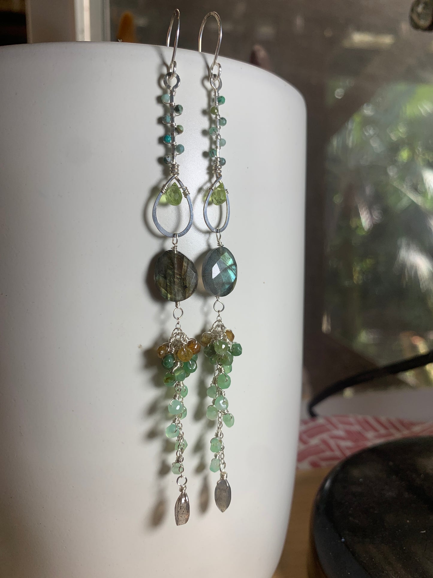 Green Gemstones Sterling Silver Earrings