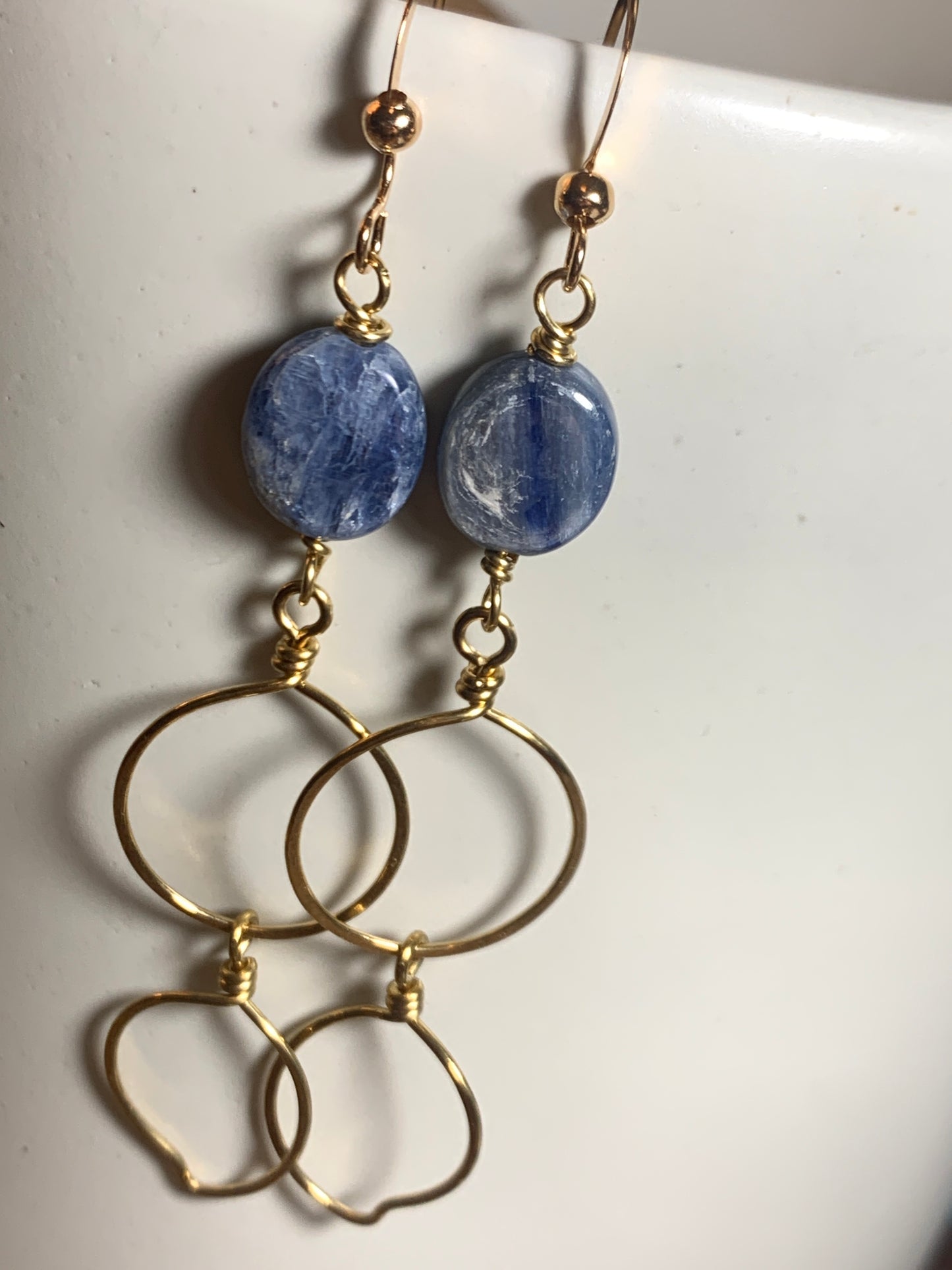 Kyanite and Raw Brass Earrings