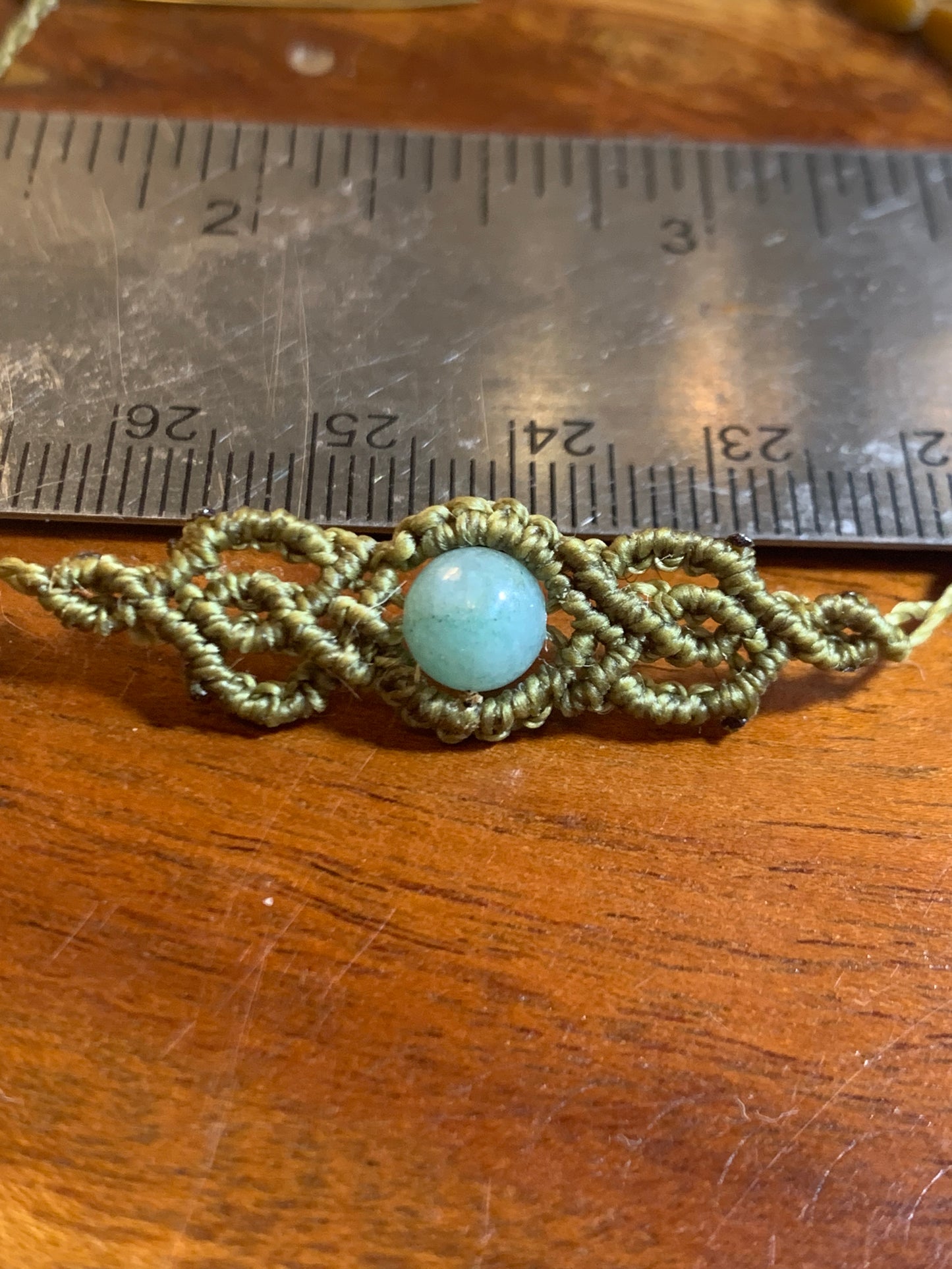 Micromacrame Bracelet, Amazonite, olive green