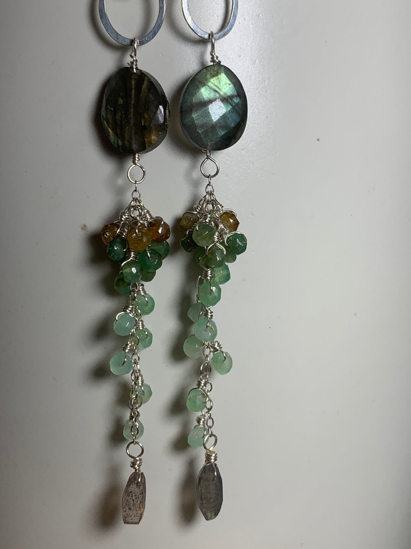 Green Gemstones Sterling Silver Earrings