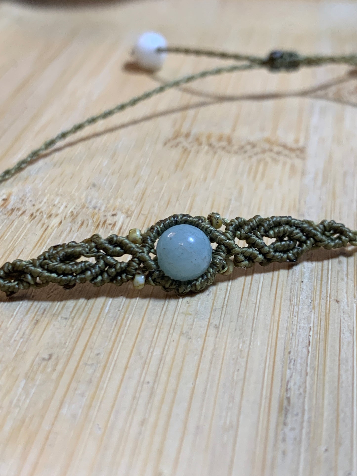 Micromacrame Bracelet, Amazonite, olive green