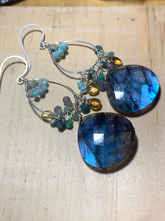 Bijoux Sterling Silver Earrings, Labradorites