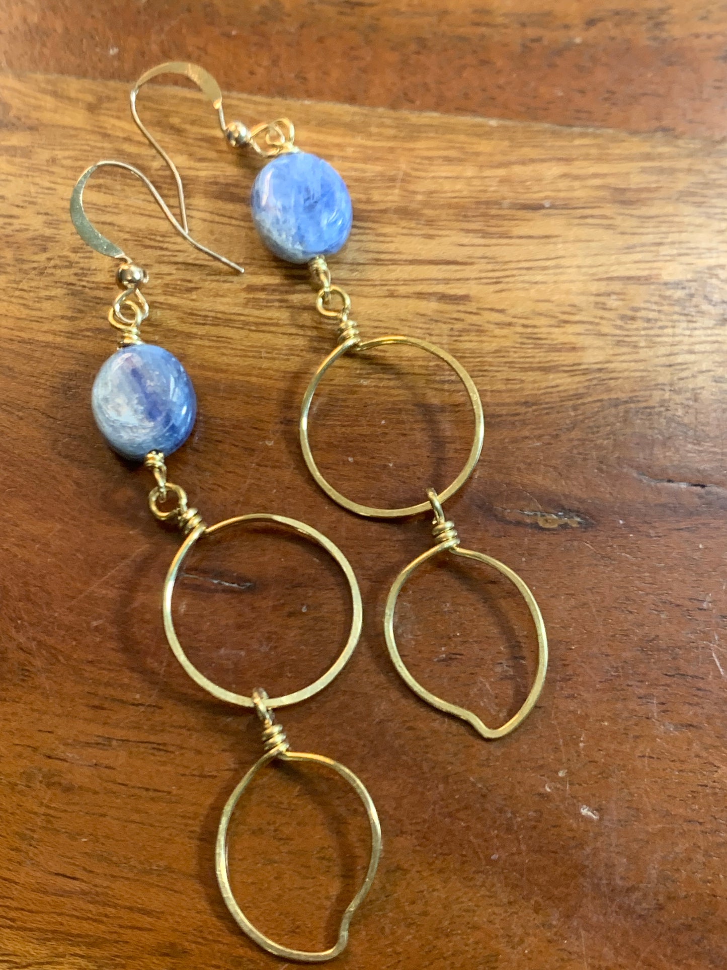 Kyanite and Raw Brass Earrings