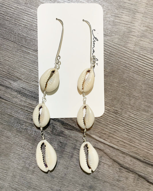 Cowrie Shell Earring On Sterling Silver