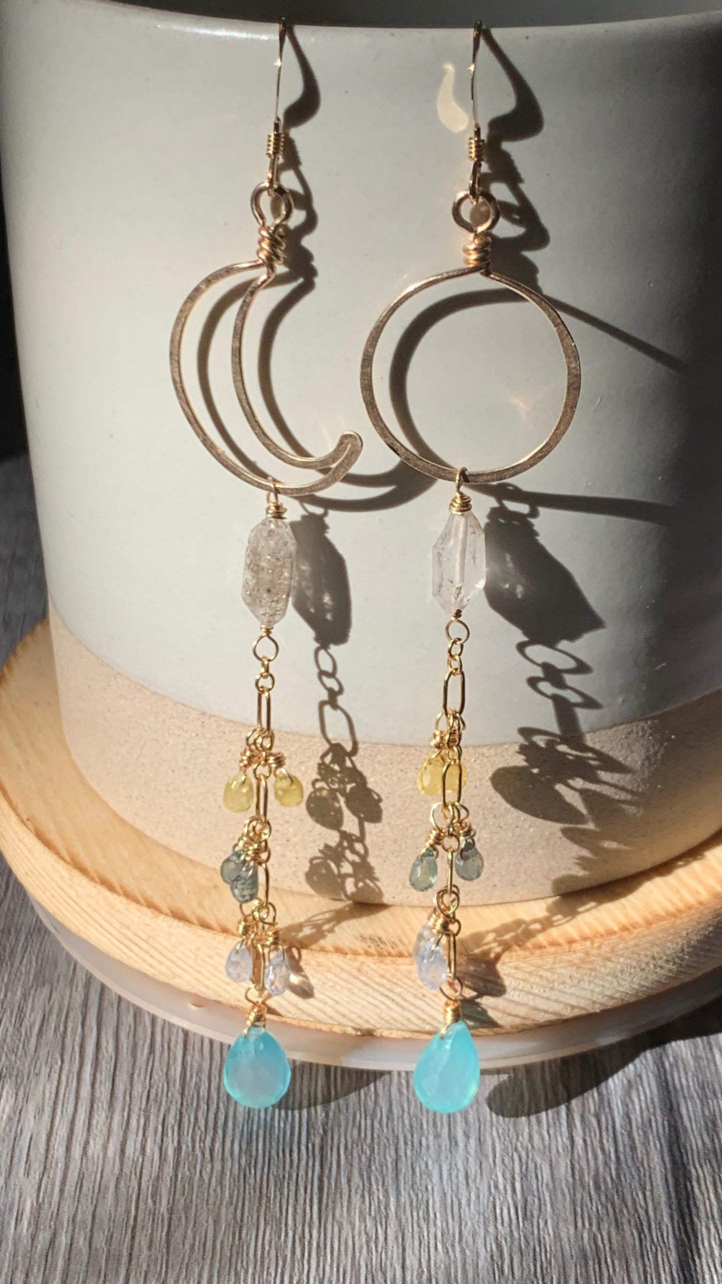 Sapphire And Herkimer In 14kt Gold Filled earrings